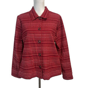 Christopher & Banks Red Black Jacket Size Medium Casual Career Button Front